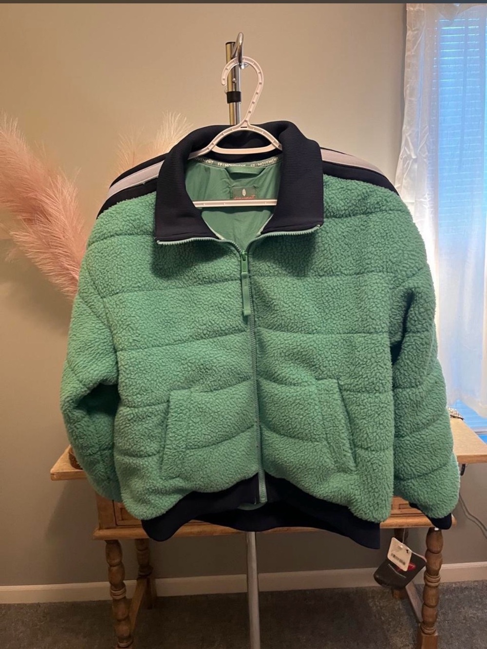FP Movement Fleecy Sherpa Scrunchy Pippa Jacket in the color "Green Combo